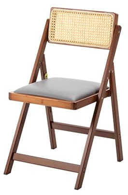 Klappstuhl Holz Gepolstert Indoor Bis 150kg Belastbar Klappstühle Garten Hochlehner Platzsparend für Gäste, Küche, Büro, Hochzeit und Party(Brown)