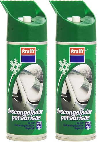 Krafft - Rascador Hielo Parabrisas y Spray Descongelador Parabrisas Coche 270 ml (Paquete de 2)