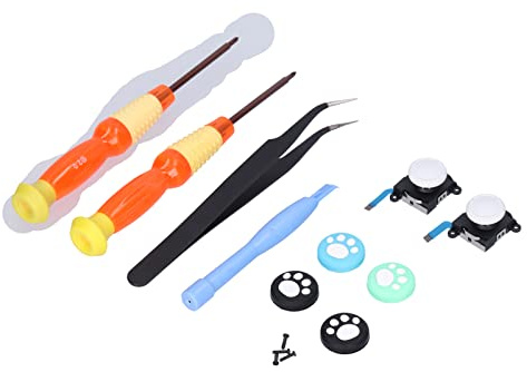 Yctze Kit de Réparation de Console d'outil de Remplacement de Joystick avec Joystick Analogique 3D, Tournevis et Pince à épiler pour Contrôleur () (WHITE)