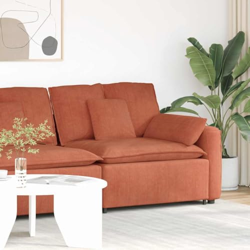 LoogCape Modulares Sofa Endmodul mit Armlehne Kissen Rot Orange 100 cm für flexible Wohnlandschaften, Couch, Ecksofa, Sitzgruppe, Polsterecke, Recamiere, Ottomane, Chaiselongue, Sessel, Hocker