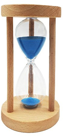 Gazechimp Sanduhren Sanduhr Zähneputzen - 10 Minute/ 15 Minuten / 30 Minuten - Holz + Glas + Sand - Perfekt für Kochen, Zahnbürste, Spielen, Trainieren - Blau, 15 Minuten