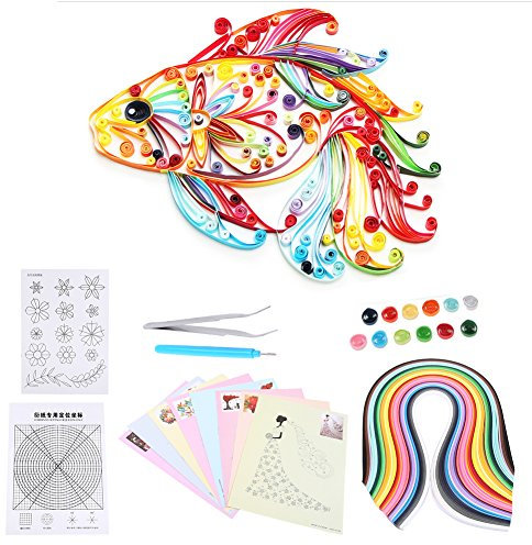 Quilling Paper Kits (50 Farben) 6 in 1 DIY Quilling Creation Paper Craft Quilling Paper Strips Paper Kit Crimper Pinzette Quilling Tools and Supplies