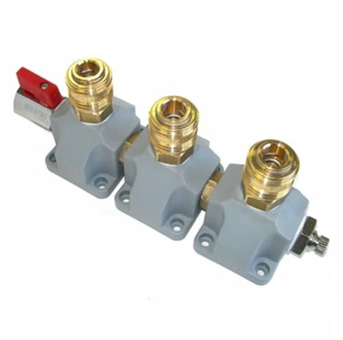 Druckluftverteiler EVVA 15-3 M, Kupplung 3-fach 1/2 Kugelhahn Kunststoff Ventil