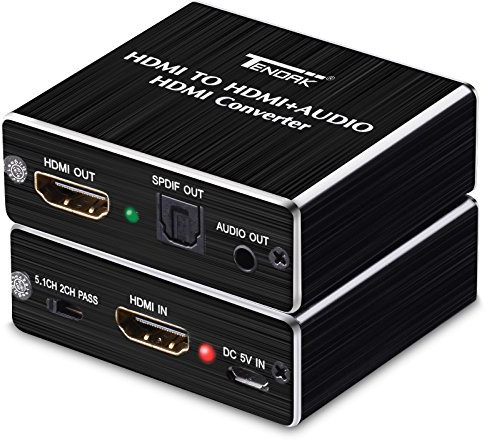 Tendak Extracteur audio HDMI, répartiteur audio HDMI 4K HDMI vers HDMI SPDIF Toslink optique et convertisseur audio stéréo 3,5 mm HDMI 1.4 pour lecteur Blue-Ray PC, PS4