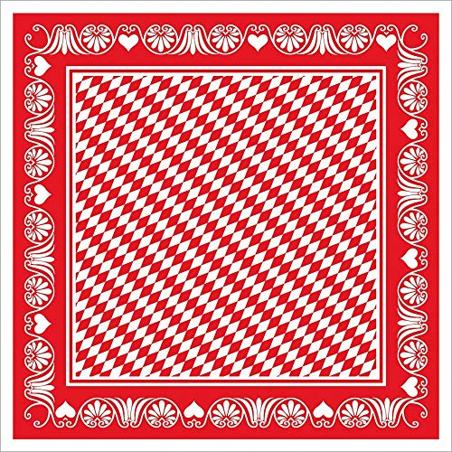 Sovie HORECA Tischdecke Bavaria 80 x 80 cm, 20 Stück, aus Linclass® Airlaid, Einweg, Design: Rot-Weißes Rautenmuster mit Ornamentbordüre – Ideal für Feste, Events & Gastro