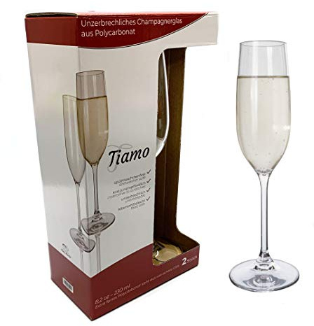 Moritz 2 Stück Timo Camping Gläser Champagner Gläser bruchfest kratzfest Champagner-Flûte 230 ml Champagnergläser