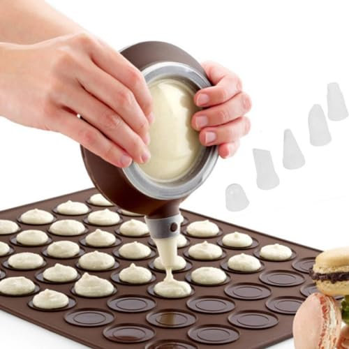 Olla de macarrones de silicona, molde de macarrones de maceta de decoración reutilizable con 4 puntas de boquilla para hornear DIY