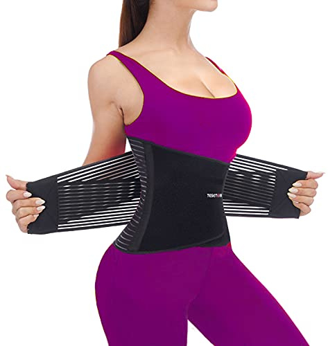 TESETON Back Brace for Men and Women, Back Support Belt Relief Lower Back Pain Herniated Disc, Sciatica, Scoliosis, Breathable Mesh, Lumbar Support Belt, Back Brace for Lifting at Work 02 Black-L