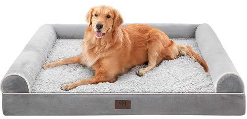 WESTERN HOME Hundebett Mittelgroße Hunde Hundekorb OrthopäDisches Hundebett Hundesofa Wasserdicht 91x68x16 cm Hundebetten mit Waschbar Abdeckung Hundekorb Grosse Hunde, Grau