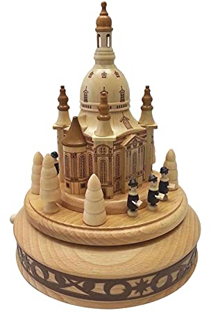Rudolphs Schatzkiste Spieldose Dresdener Frauenkirche mit Kurrende Natur BxHxT 16x22x16cm NEU Spieluhr Spielwerk Melodie Musik Dose Figur Seiffen Erzgebirge Holz Dekoration Weihnachten