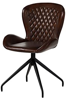 MASSIVMOEBEL24.DE | Iron Label Stuhl aus Echtleder #112 | aus echtem Büffel-Leder in Braun | 61x52x86 cm | Beine aus Eisen | Esszimmerstuhl aus Leder Lederstuhl