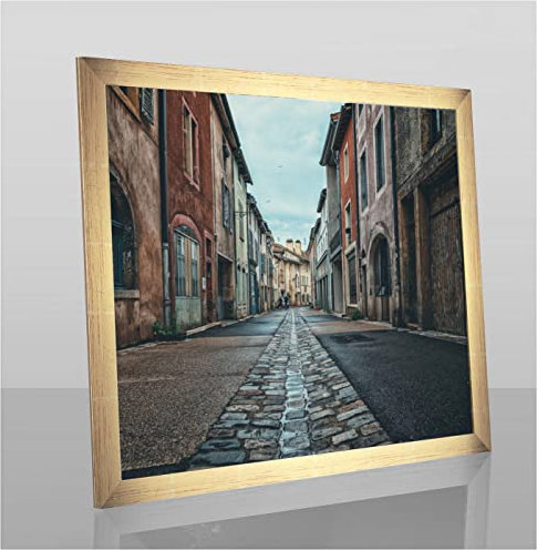 Orion Deluxe Bilderrahmen Posterrahmen 90x67 cm Puzzlerahmen Farbe Gold Glanz Kunstglas Klar Hintergrund Weiss