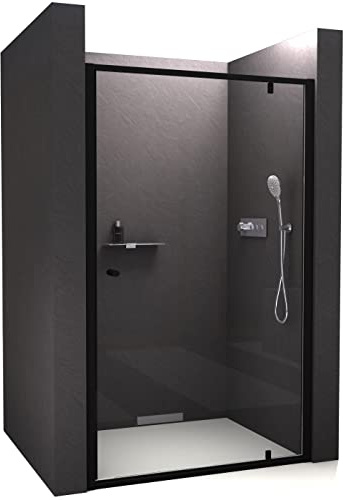 BERNSTEIN Nischendusche mit Drehtür NT604 Flex Nischendrehtür 100x195cm Duschtür mit Schwarz matten Profilen Dusche aus 6mm ESG-Sicherheitsglas mit NANO-Beschichtung