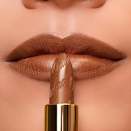 OULAC Lippenstift Metallic Glanz Finish, Braun Glitzer Lippenstift mit Lang Anhaltendem 3D-Glanz, Intensive Farbe, Cremige und Feuchthaltende Formel, Vegan, 4.3g, (08) Hawaii Summer