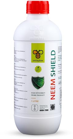 smileybee Neemöl für Pflanzen - 1L zum Verdünnen in Wasser - Natürliches Insektenschutzmittel gegen Insekten (Buchsbaumzünsler, Pilzmücken, Wanzen, Thripse, Mücken) - 100% Bio, Verstärkte Formel