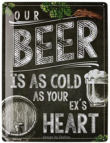 Dodino 30x40cm blechschilder COLD BEER, Dekoratives Wohnaccessoire, Schild bier, Bier schild, Deko Metallschild Schild für alle Bar Theke oder Pub Besitzer