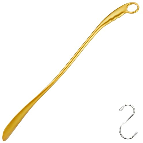 Wzyyee 26 Long Handle Shoe Horn for Men and Women, Gold Shoe Spoons Heavy Duty Metal Shoehorn for Seniors, Solid Study Durable No Breakage Shoe Horns for Shoes and Boots