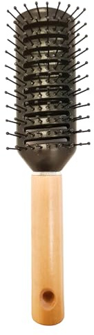 Super Mundo - Cepillo de Pala Profesional, Cepillo pelo plástico para Alisar y Secar el Cabello,Con Mango madera(96330)