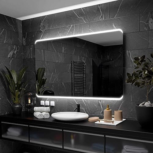 Alasta Modena LED-Badspiegel 140 x 80 cm, individuell konfigurierbar, mit optionalem Kosmetikspiegel, Spiegelheizung und wählbarer Lichtfarbe