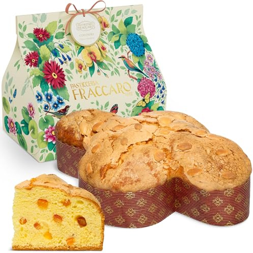 Colomba Artigianale alle Pesche Candite e Mandorle, 750 gr - Pasticceria Fraccaro 1932, Dolce Pasquale con Dolci Pesche Candite, Impasto con Lievito Madre, senza Scorze di Agrumi Canditi, Bauletto