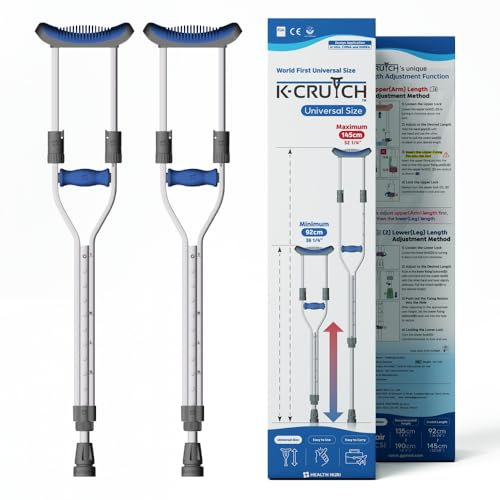 K-CRUTCH 1 Paar (2 Krücken) – Unterarmkrücken aus Aluminium in Universalgröße