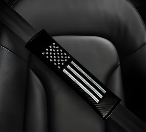 Dcifuu 2PCS Car Seat Belt Covers Shoulder Pads for American USA Flag, Carbon Fiber Car Seat Belt Pads Safety Belt Cover Pad, American Flag Decoration Interior Car Accessories