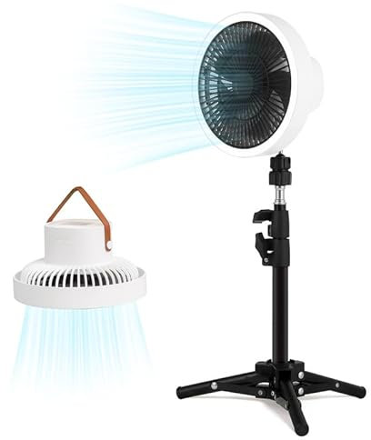 jianyana Hand Held Fan,USB Portable Rechargeable Cooling Fans with 3 Speeds and Lights 90° Variable Tilt Battery 24h Operated Desk Fans with Tripod for Home Office Bedroom Bathroom Travel