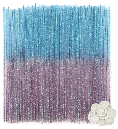 TOAOB 100 Stück Pfeifenputzer zum Basteln Glitzer Farbverlauf Blau | Pfeifenreiniger Lang 30 cm und Breit 6 mm, Pipe Cleaners für Basteln und Dekorieren Kunst Handwerk