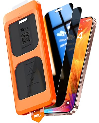 TOCOL Privacy Pellicola Vetro Temperato per iPhone 16 Pro, 25° Reali Anti-Spy, Rimozione Automatica Della Polvere, Copertura Completa, Senza Bolle, Durezza 9H, 2 Pezzi