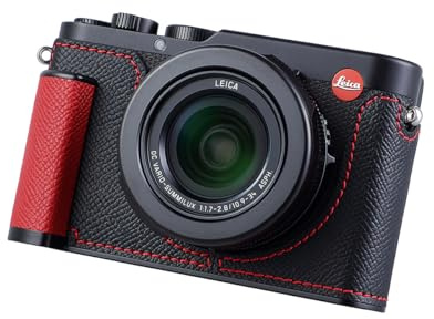 SIUTATDSH Camera Half Case for Leica D-LUX 8, Vintage Metal Genuine Leather Instant Camera Protective Cases Stylish Portable Shockproof (Black C)