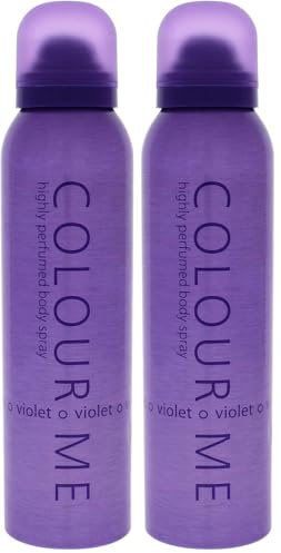 COLOUR ME Violet Parfum Spray corporel 150 ml, Parfum de luxe pour femme (Lot de 2)