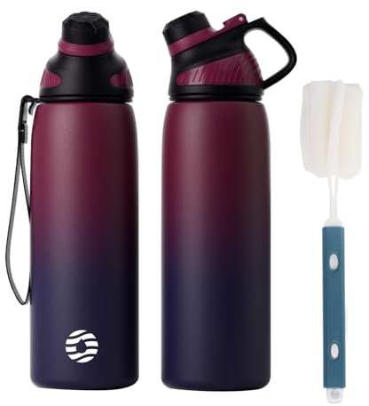 Fjbottle Edelstahl Trinkflasche Sport mit Magnetischem Deckel 1L, 800ml, 600ml, 400ml BPA-Frei Auslaufsichere Kinder Flasche - Kohlensäure geeignet 1500ML Wasserflasche Thermo für Schule, Fitness