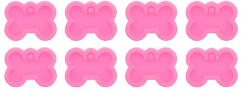 sourcing map 8 moldes de resina de hueso pequeño, kit de moldes de silicona epoxi con agujero para colgantes, llaveros, adornos, joyas, manualidades, manualidades, manualidades, color rosa
