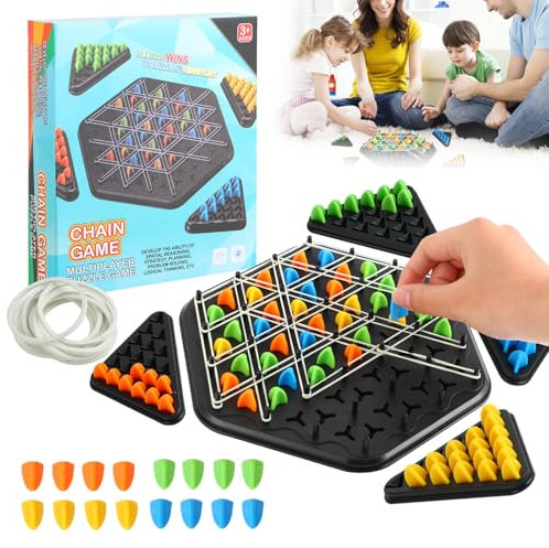 Geometrisches Schachspiel mit Gummibändern, Knot Logic Spiel für 2-4 Personen, Kettendreieckschachspiel, Kreatives Denkspiel für Erwachsene und Kinder, ideal für Familienspaß.