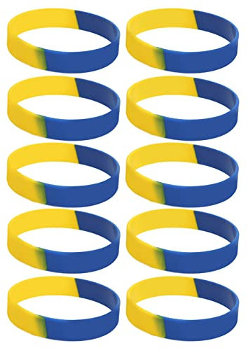 Cosiki Ukrainische Geschenke, Ukraine-Armband, Ukraine-Armband, 10 Stück, Ukrainische Gummiarmbänder, Handgelenkstütze für Sportfans, Männer und Frauen