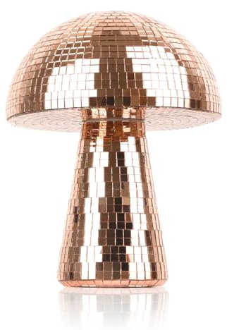 Oversevenls Boule à Facettes Champignon 15 × 18 cm – Boule Disco Miroir pour Fêtes, DJ, Mariage & Décoration Maison (Rose pâle)