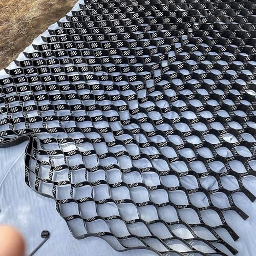 Grille stabilisatrice de gravier pour allée de jardin, tapis de sol pour garage, 5 cm de hauteur, design en nid d'abeille, noir, découpable, stabilise le gravier de 5 cm