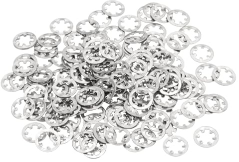PATIKIL 150 Piezas Arandelas De Bloqueo Con Dientes Internos M4 Plateado | Kit De Arandelas De Seguridad Dentadas De Acero Inoxidable 304, Para Sujetadores Y Clip De Equipo Mecánico
