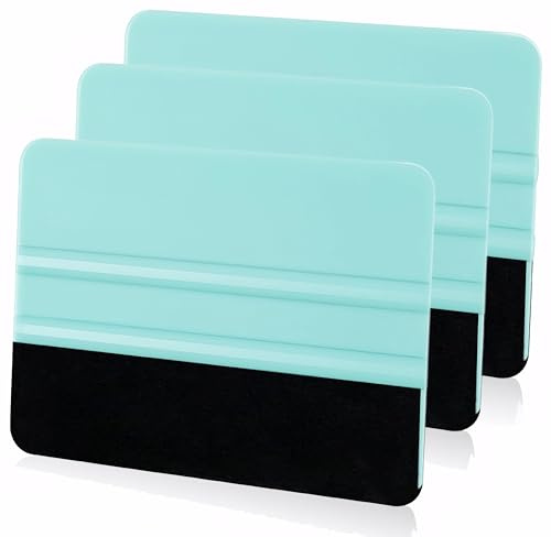 3 Pieces Felt Edge Squeegee Car Wrapping Tool Kits, 4 Inch Felt Squeegee Applicator Tool for Car Vinyl Wrap, window Window Tint, Wallpaper, Decal Sticker Installation