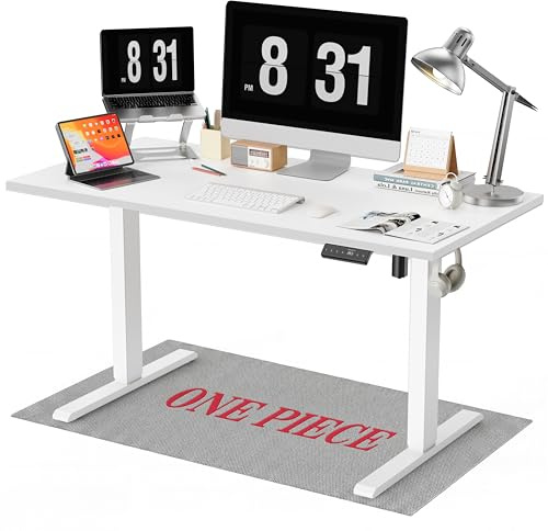 WALKINGDESK Ganze Tischplatte Höhenverstellbarer Schreibtisch, Elektrisch 140 x 70 cm Computertisch, Steh-Sitz Tisch mit Einteiliger Tischplatte, Standing Desk mit 4 Memory Funktion, Weiß