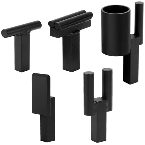 V-SEK 1 inch Blacksmith Anvil Hardy Hole Tools Set Blacksmithing Forge Forging Tool with Hot Cut, Creasing Stake, Bottom Fuller, Turning Bending Scrolling Twisting Kit (5PCS)