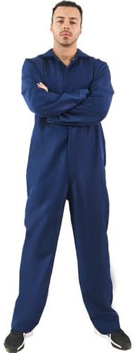 EraSpooky Costume de combinaison bleue pour homme combinaison longue à manches longues pour adulte pour Halloween mécanicien tenue