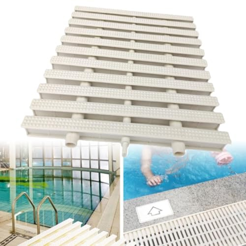 Griglia di drenaggio per piscina, resistente, bianca, 2 pezzi, 30 x 100 cm, copertura per trincea giuntabile, per cortili, sentieri e fattorie – soluzione per troppopieno grondaia