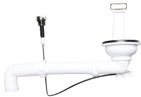Bonde d'évier 3½ avec commande de vidange (excentrique rotatif) | Compatible avec de nombreux éviers de cuisine, pour trop-plein carré - Construction robuste et durable - Montage facile