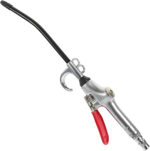 Pistola de soplado profesional, plata y roja, mango ergonómico, 30,5 cm x 6,5 cm, herramienta de limpieza industrial para compresor de aire