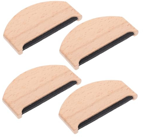 Quitapelusas para Telas 4 Piezas de Madera y Acero Beige | Lana y Cachemira, Uso Portátil en Cambios de Temporada, Cuidado Suave y Acabado Uniforme