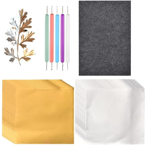 BommFu Arte di Embossing su Fogli di Alluminio | Impugnatura Comoda,Kit Artistico con Penne per Laminatura,per Progetti Scolastici Creazioni per Feste Biglietti di Auguri