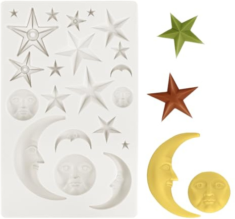 Stampi in Silicone a Forma di Luna e Stella | Stampo Fondente, Stampo Cioccolato, DIY, Per Decorazione Torta, Biscotti, Caramelle