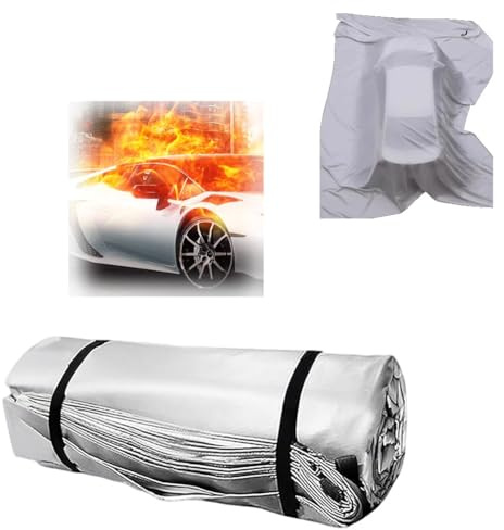 Couverture Ignifuge en Fibre De Verre pour La Protection Contre Les Incendies - Extincteur d'urgence pour Véhicules Électriques Et À Carburant, Idéal pour Les Parkings(8x10m)