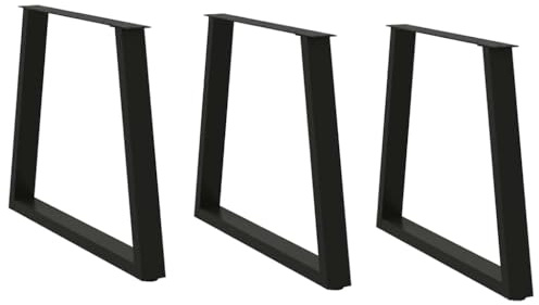 Mokuyary Lot de 3 pieds de table à manger en forme de V - Noir - 70 x (72-73,3) cm - En acier - Pour bars de petit-déjeuner, tables, plans de travail, bureaux - A1